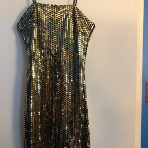 Gold sequence spaghetti strap dress